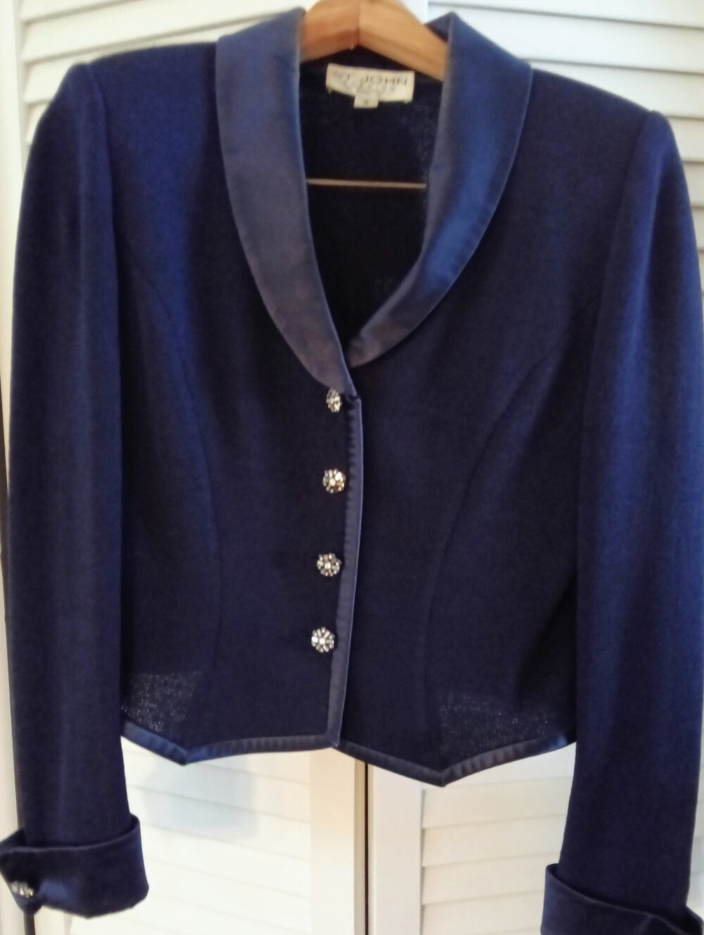 Elegant Women's Navy Blue Blazer Jacket St. John Designer